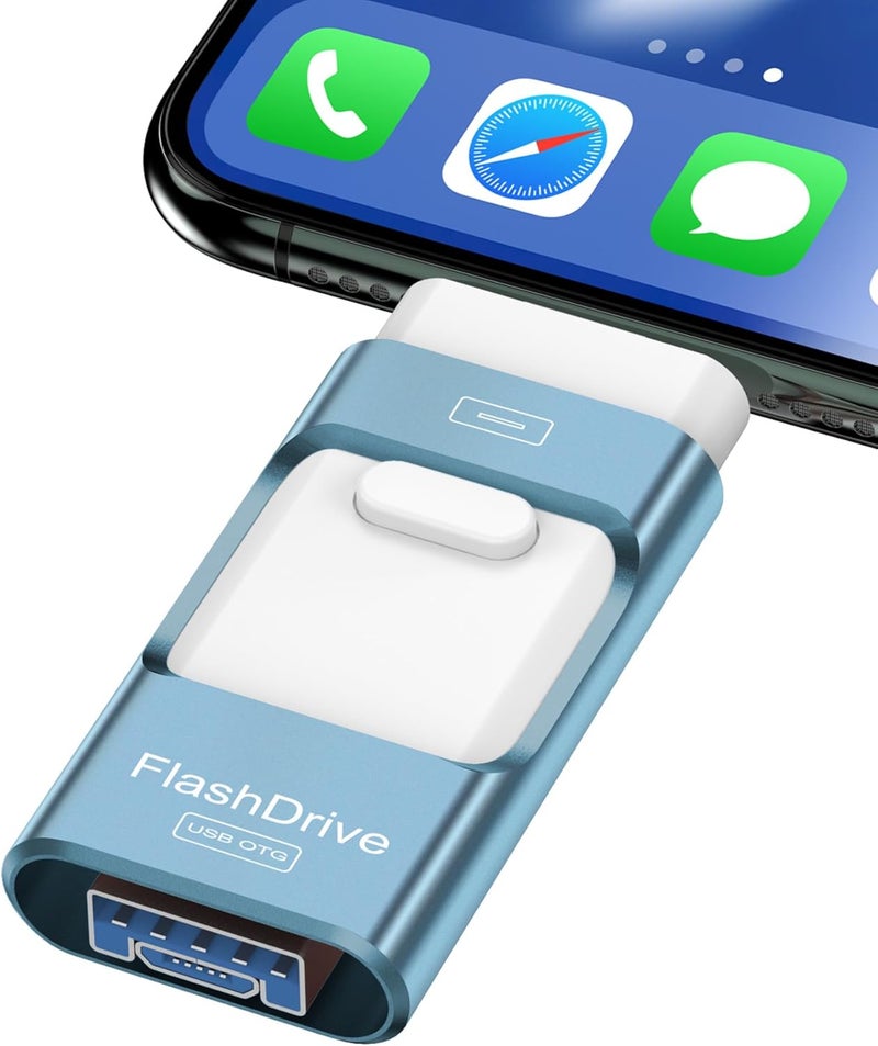 Zamst 512GB Flash Drive for iPhone Photo Stick,Thumb Drive USB Stick High Speed Transfer USB Drives External Picture Video Storage Memory Expansion for iPhone/iPad/PC (Blue) - Image 1